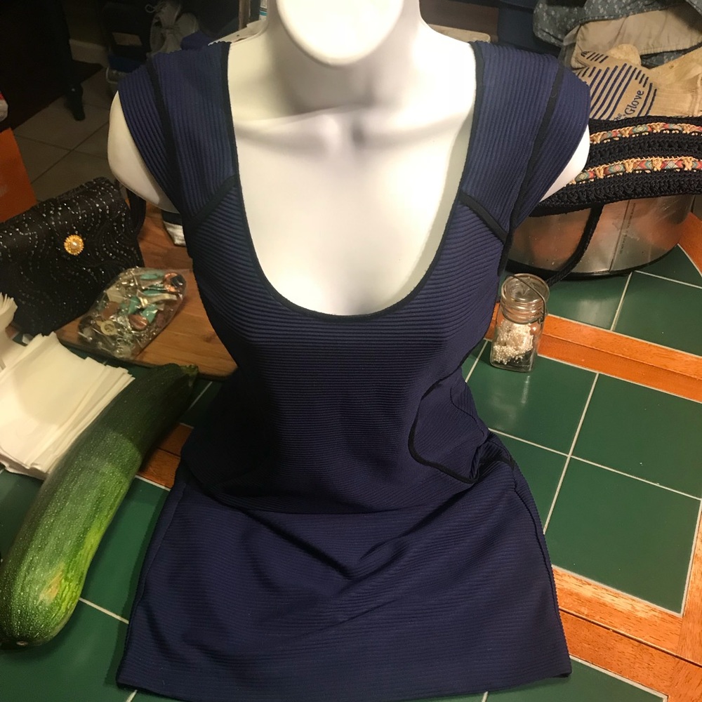 EXPRESS SIZE 0 BLUE ABOVE KNEE DRESS ZIPPER BACK
